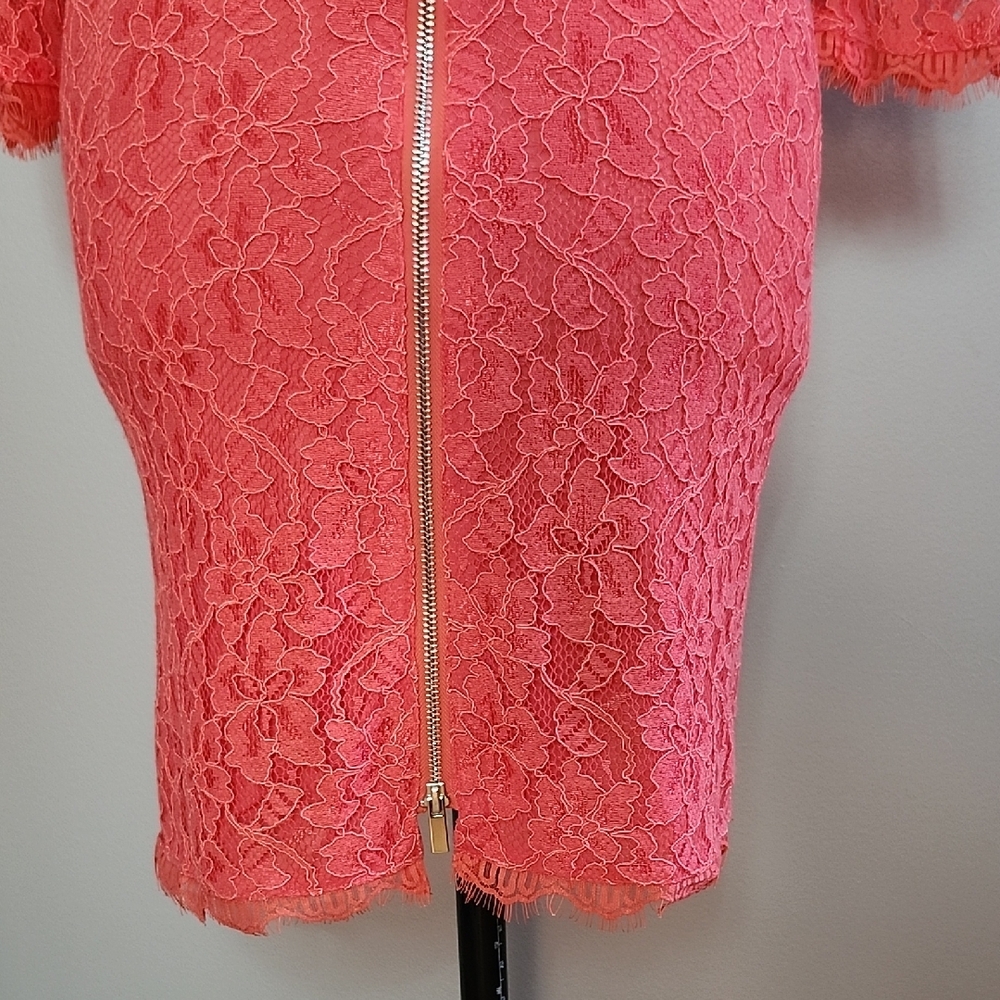 DIANE VON FURSTENBERG Zarita lace coral bodycon cocktail dress - Picture 6 of 16